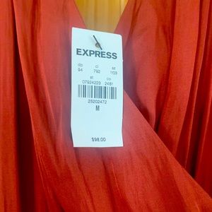 Express silk pant jumpsuit in rust size M